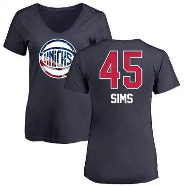 Navy Women's Jericho Sims New York Knicks Name and Number Banner Wave V-Neck T-Shirt